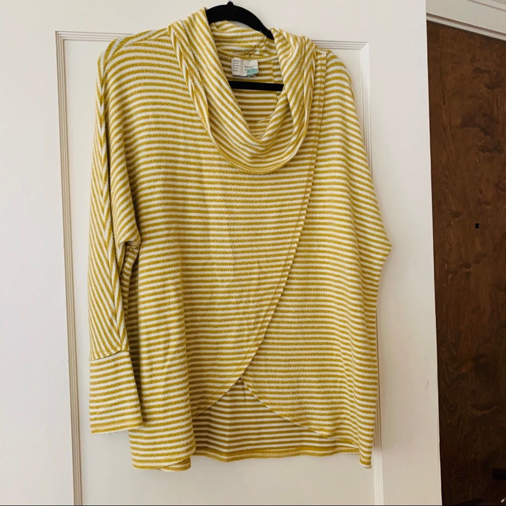 Anthropologie Mustard striped sweater